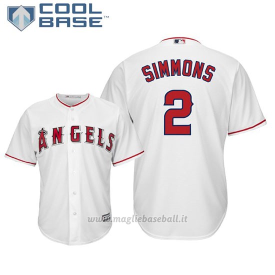 Maglia Baseball Uomo Los Angeles Angels Andrelton Simmons Cool Base Majestic Bianco